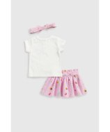 MOTHERCARE krekls ar īsām piedurknēm, svārki un galvas lenta, HC531