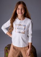 MAYORAL t-krekls ar garām piedurknēm, cream-nude, 7.018-88, 16 cm
