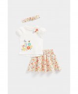 MOTHERCARE t-krekls ar īsam piedurknēm, svārki + galvas saite, EA544