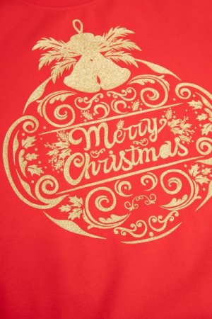COCCODRILLO t-krekls ar garām piedurknēm MERRY XMAS, sarkans, ZC3143113MER-009-164, 164cm