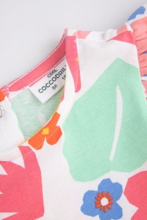 COCCODRILLO smilškrāsas krekls ar īsām piedurknēm TROPICAL STORY GIRL NEWBORN, krāsa, WC5104301TGN-022-086, 86 cm 