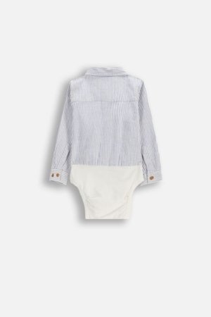 COCCODRILLO bodijs ar garām piedurknēm un pogām, zils, WC6112901EBB-014-086, 86 izmērs 