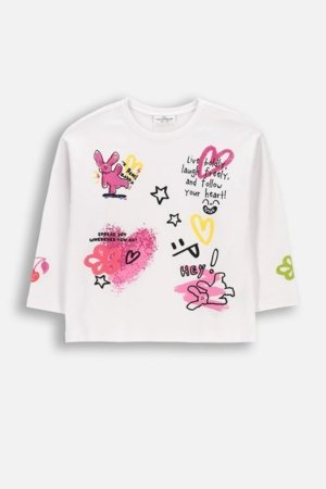 COCCODRILLO t-krekls ar garām piedurknēm, balti, cm 