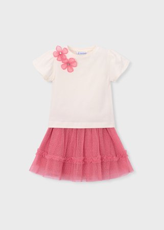 MAYORAL t-krekls ar īsam piedurknēm + svārki, camellia, 3.946-82, 104  cm 