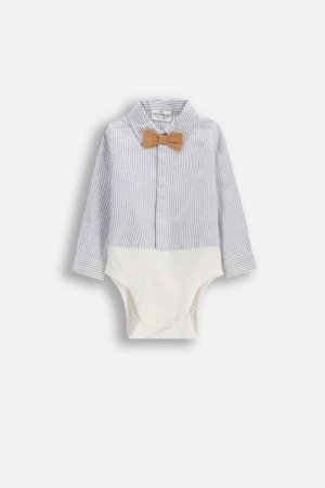 COCCODRILLO bodijs ar garām piedurknēm un pogām, zils, WC6112901EBB-014-086, 86 izmērs 