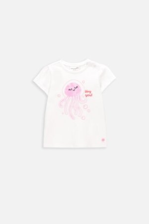 COCCODRILLO t-krekls ar īsam piedurknēm OCEAN WONDERS NEWBORN, balti, WC4143201OWN-001-0 