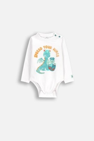 COCCODRILLO smilškrāsas krekls ar garām piedurknēm DRAGONS BOY NEWBORN, balta, WC5112101DBN-001-086, 86 cm 