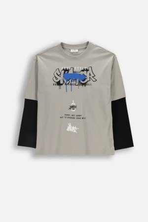 COCCODRILLO t-krekls ar garām piedurknēm, pelēki, cm 