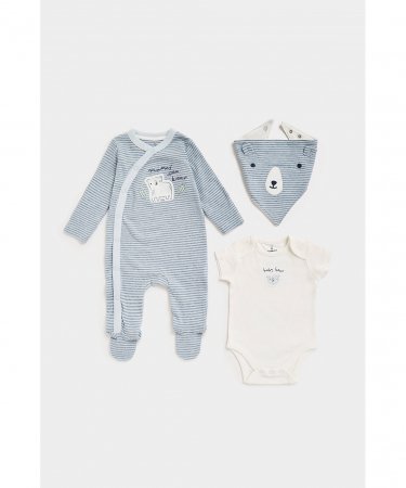 MOTHERCARE zīdaiņu kombinezons + bodijs ar īsam piedurknēm + lācītes, CB783 606438