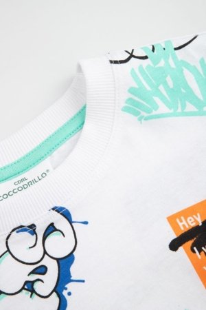 COCCODRILLO t-krekls ar īsam piedurknēm, balti, WC6143201RBJ-001-140, 140 cm 