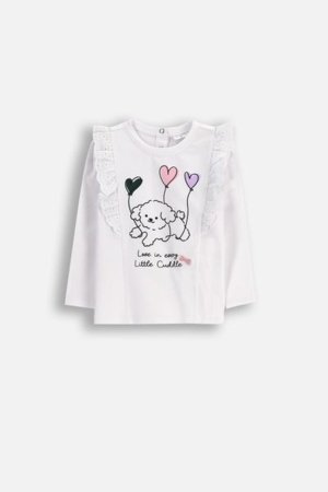 COCCODRILLO t-krekli HAPPY PUPPY GIRL NEWBORN, balts, ZC5143102HGN-001-086, 86 cm