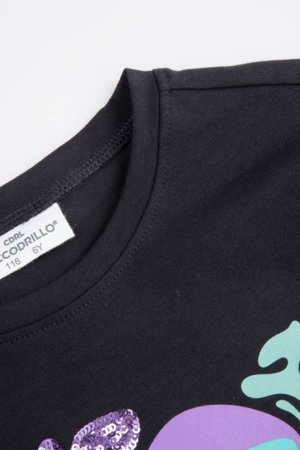 COCCODRILLO t-krekls RAVE GIRL KIDS, melns, cm 