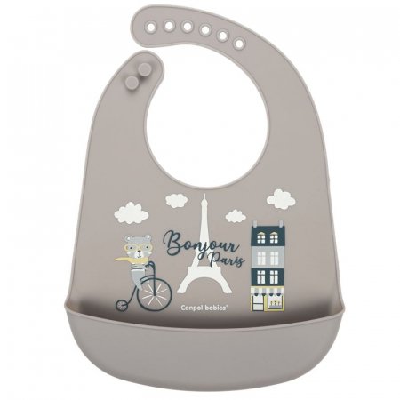 CANPOL BABIES silikona lacīte ar kabatu BONJOUR PARIS, navy beige, 74/027_bei 74/027_bei