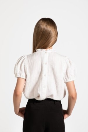 COCCODRILLO blūze ar īsam piedurknēm BACK TO SCHOOL GIRL, balta, WC4140202BSG-001-146, 146 cm 