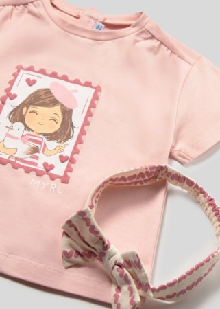 MAYORAL t-krekls ar īsam piedurknēm + galvas saite, peony, 1.081-12, cm 