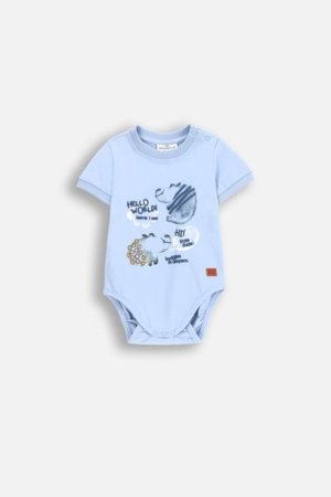 COCCODRILLO smilškrāsas krekls ar garām piedurknēm SAGE TIME BOY NEWBORN, zils, WC5112202SBN-014-080, 80 cm 