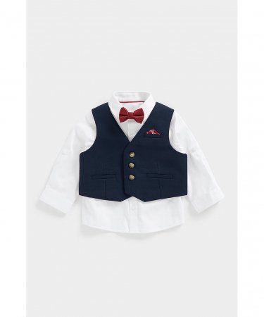 MOTHERCARE krekls ar garām piedurknēm, veste + tauriņš, CC114 600290