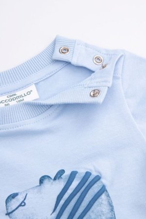 COCCODRILLO smilškrāsas krekls ar garām piedurknēm SAGE TIME BOY NEWBORN, zils, WC5112202SBN-014-080, 80 cm 