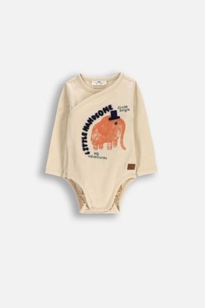 COCCODRILLO smilškrāsas krekls ar garām piedurknēm SAGE TIME BOY NEWBORN, krēmveida, WC5112601SBN-002-074, 74 cm 
