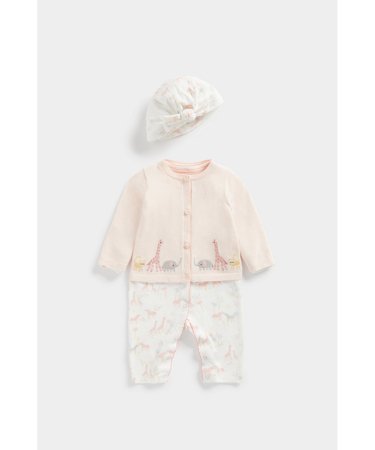 MOTHERCARE zīdaiņu kombinezons, kardigāns + bērnu cepure, EB419 