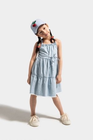 COCCODRILLO kleita ar īsām piedurknēm HAPPY RETRO GIRL KIDS, zils, WC5128302HGK-014-122, 122 cm 