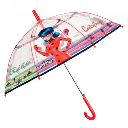 PERLETTI caurspīdīgs lietussargs Miraculous-Lady Bug 45/8, 75281 75281