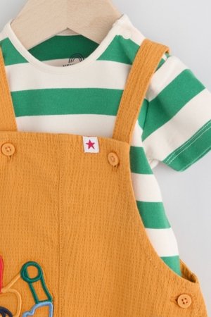 NEXT smilškrāsas krekls ar īsām piedurknēm un kombinezons, E47504, 80-86 